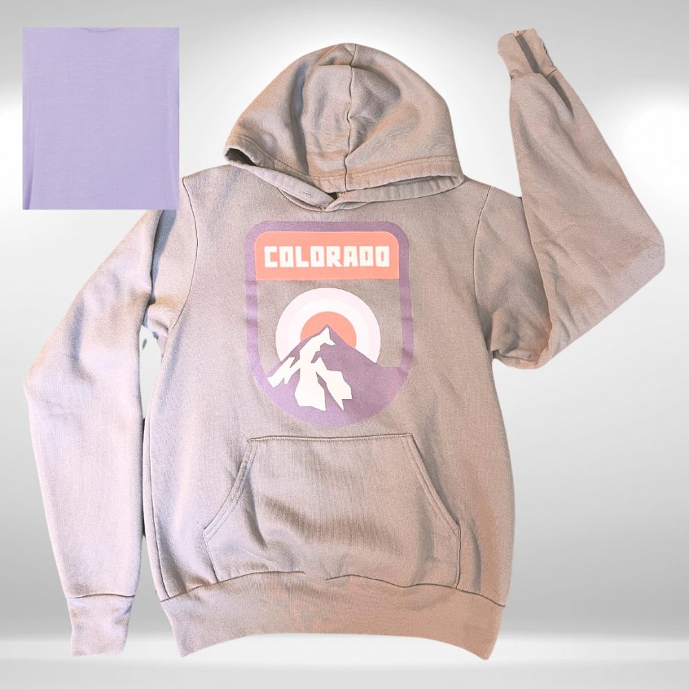 Light purple, grey Colorado hoodie from the Denver airport